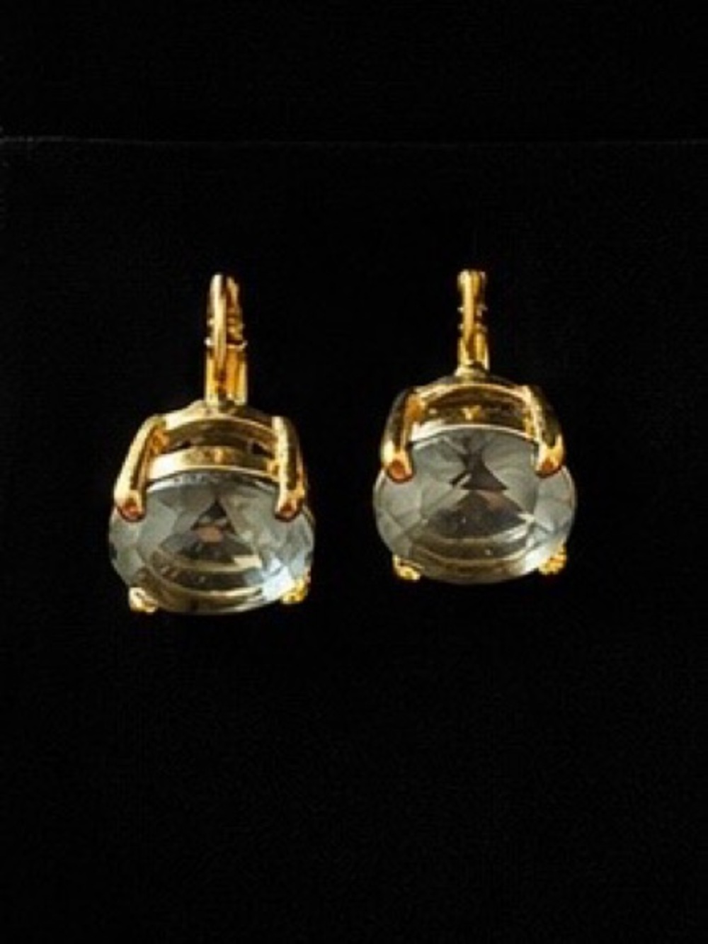 Gold-Tone Grey Crystal Drop Earrings - Elegant Women's Jewelry
